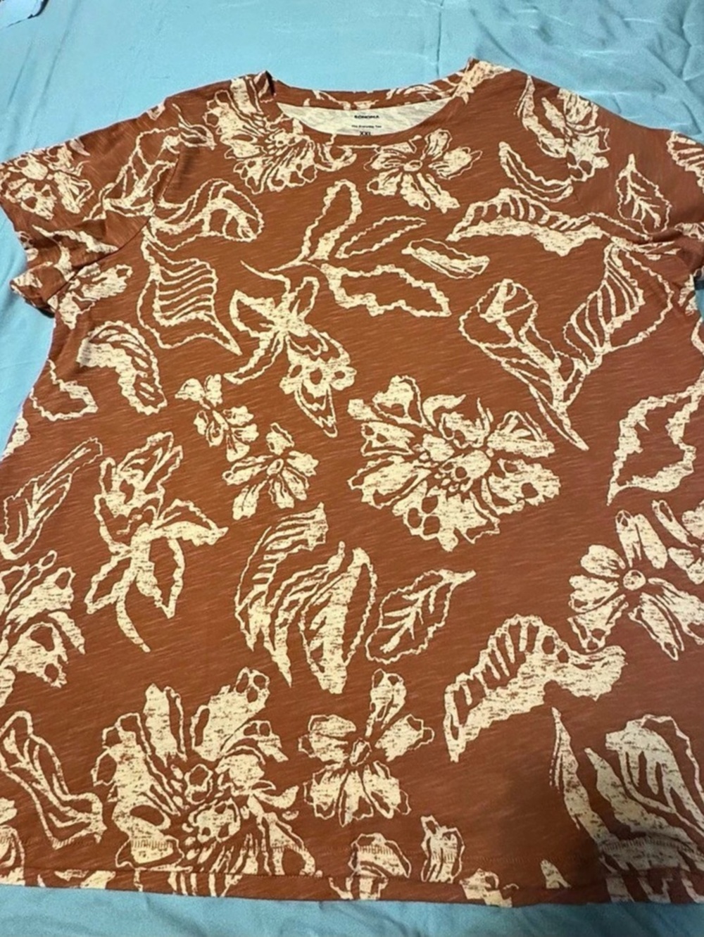 Sonoma Goods for Life XXL Rust Floral Everyday Tee NWOT